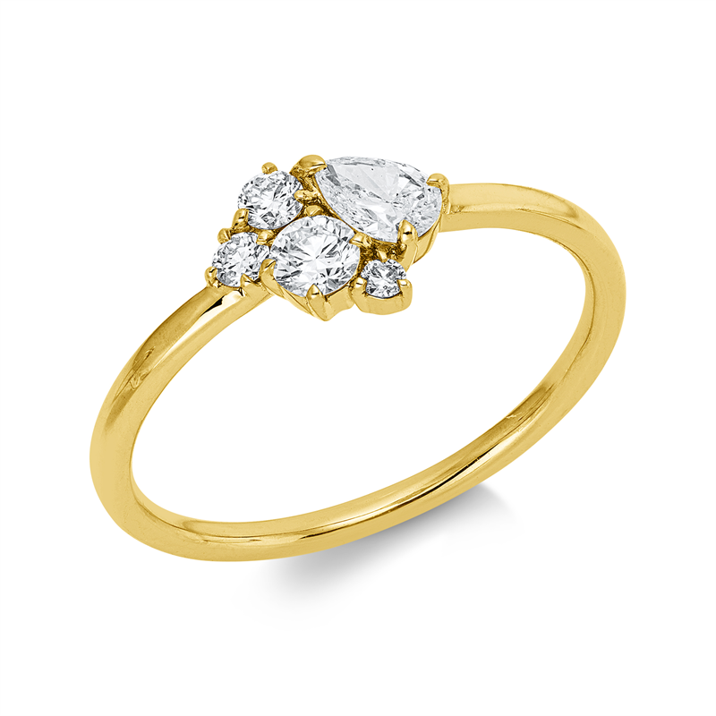 Ring    aus 750/-18 Karat Gelbgold mit 5 Diamanten 0