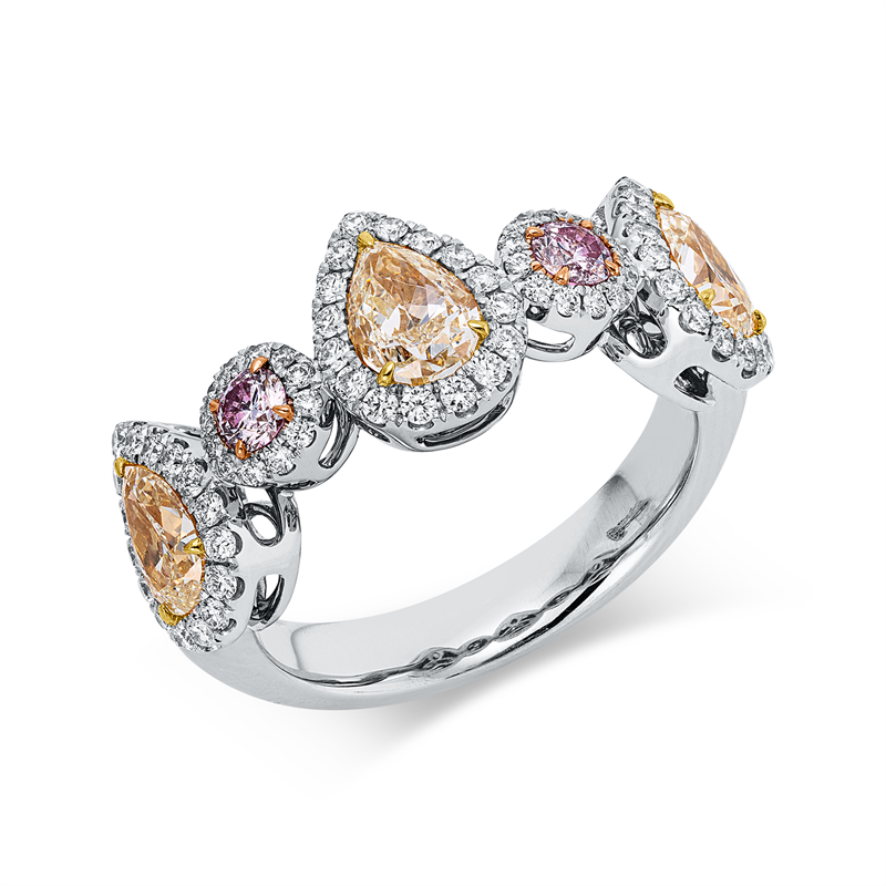 Ring    aus 750/-18 Karat Weißgold / Gelbgold / Rotgold mit 77 Diamanten 2