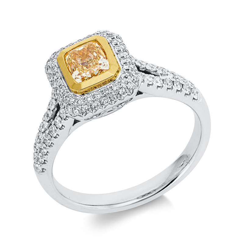 Ring    aus 750/-18 Karat Weißgold / Gelbgold mit 85 Diamanten 1