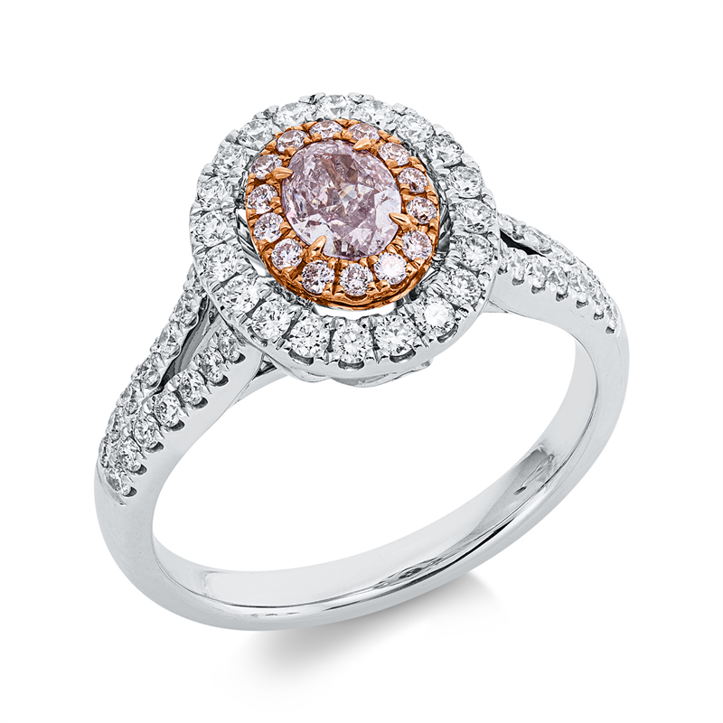 Ring    aus 750/-18 Karat Weißgold / Rotgold mit 63 Diamanten 1 ct