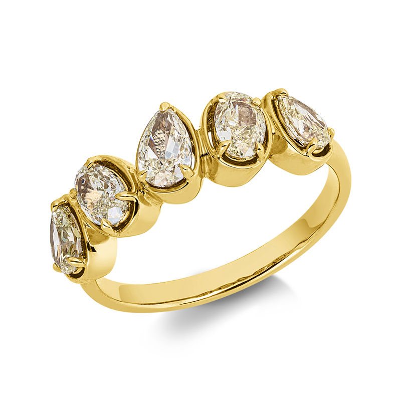Ring    aus 585/-14 Karat Gelbgold mit 5 Diamanten 1