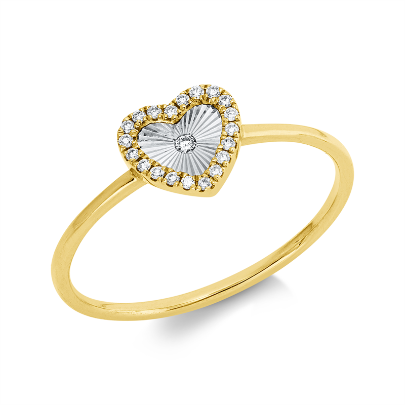 Ring    aus 750/-18 Karat Gelbgold / Weißgold mit 21 Diamanten 0