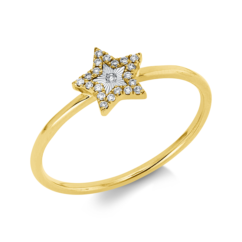 Ring    aus 750/-18 Karat Gelbgold / Weißgold mit 21 Diamanten 0