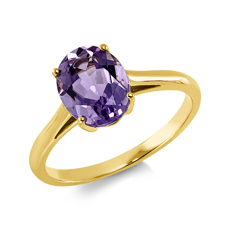 Ring mit Amethyst  aus 750/-18 Karat Gelbgold  