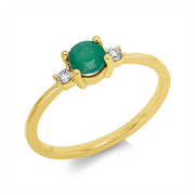 Ring mit Smaragd  aus 750/-18 Karat Gelbgold mit 2 Diamanten 0