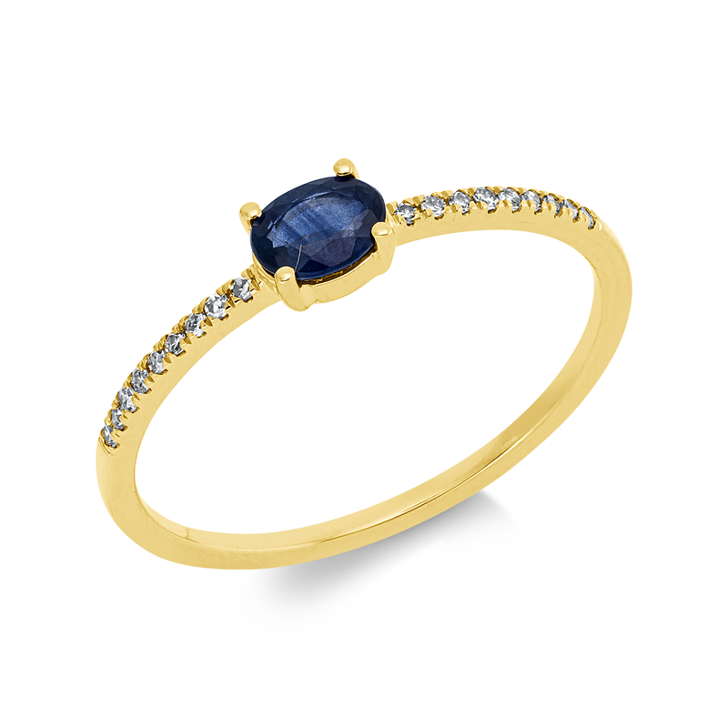 Ring mit Saphir  aus 750/-18 Karat Gelbgold mit 18 Diamanten 0