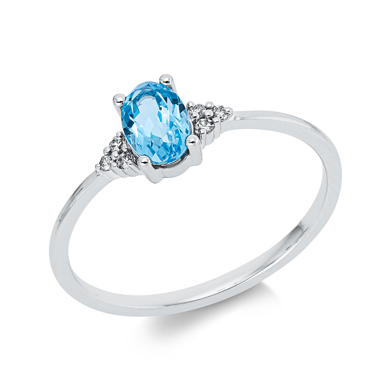 Ring mit Topas  aus 750/-18 Karat Weißgold mit 6 Diamanten 0