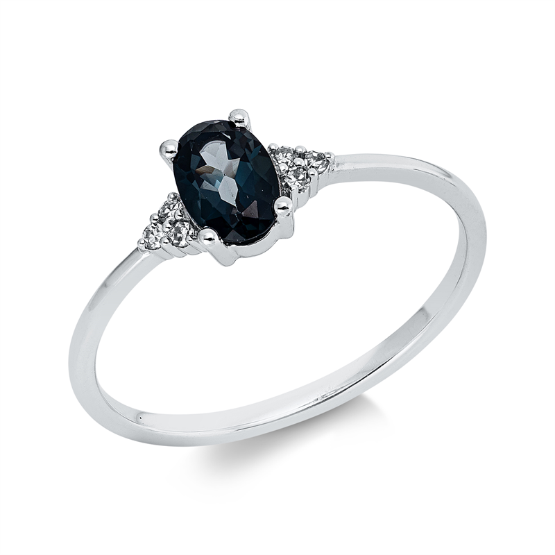 Ring mit Topas  aus 750/-18 Karat Weißgold mit 6 Diamanten 0