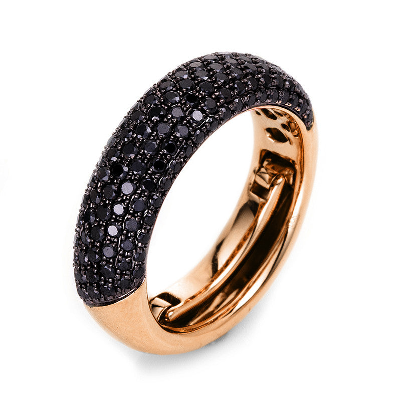 Ring - Pavé aus Gold mit Diamanten, Fassung schwarz rhodiniert - 1L142