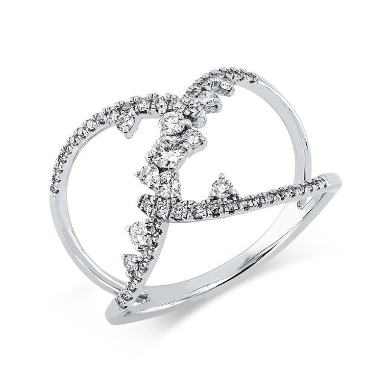 Ring    aus 750/-18 Karat Weißgold mit 57 Diamanten 0