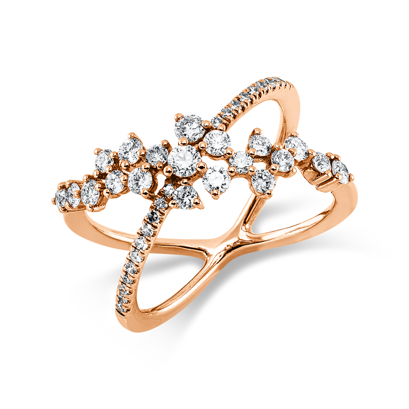 Ring    aus 750/-18 Karat Rotgold mit 41 Diamanten 0