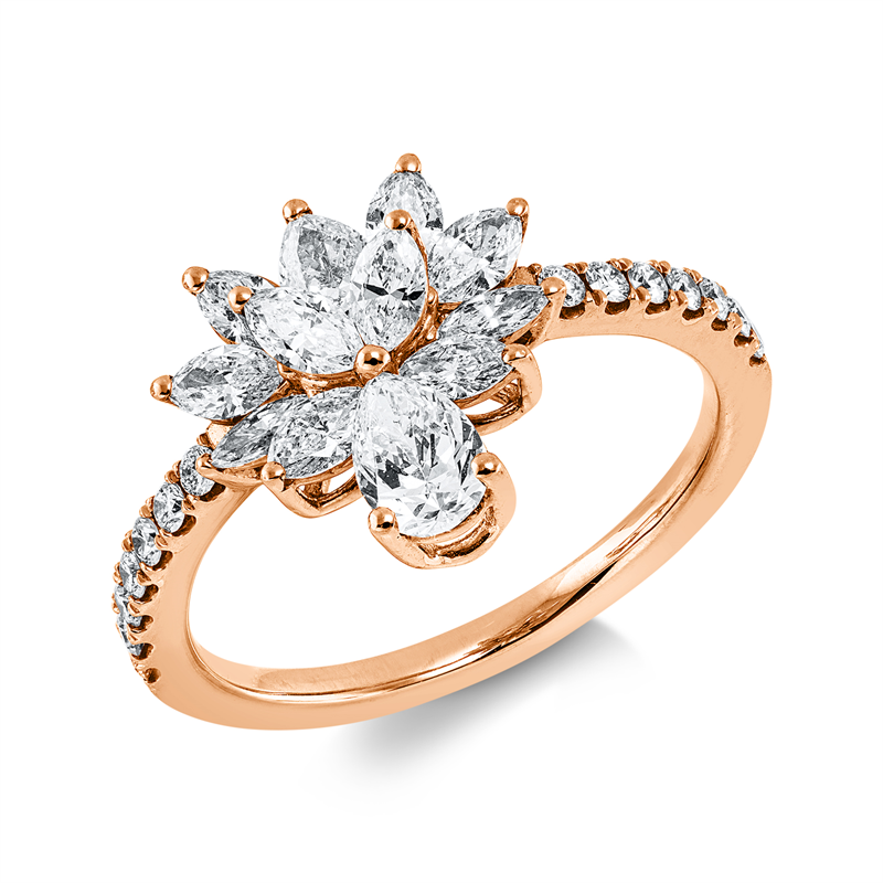 Ring    aus 750/-18 Karat Rotgold mit 26 Diamanten 1
