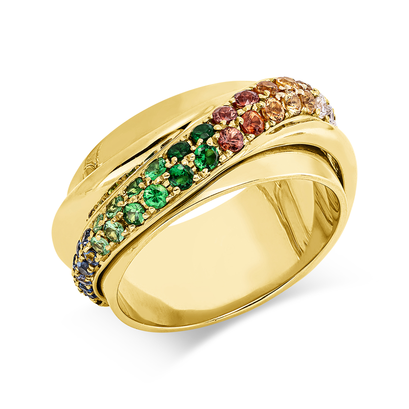 Ring mit Saphir  aus 750/-18 Karat Gelbgold mit 6 Diamanten 0