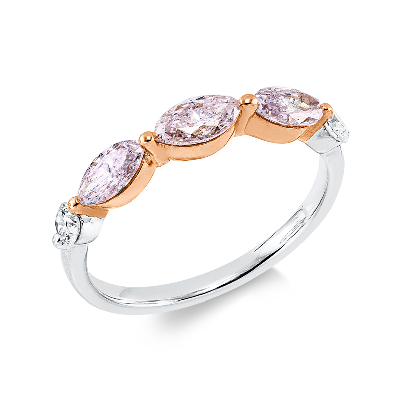 Ring    aus 750/-18 Karat Weißgold / Rotgold mit 5 Diamanten 1