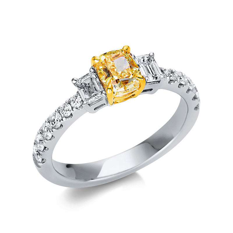 Ring    aus 750/-18 Karat Weißgold / Gelbgold mit 15 Diamanten 1