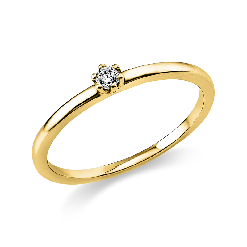 Ring    aus 585/-14 Karat Gelbgold mit 1 Diamant 0