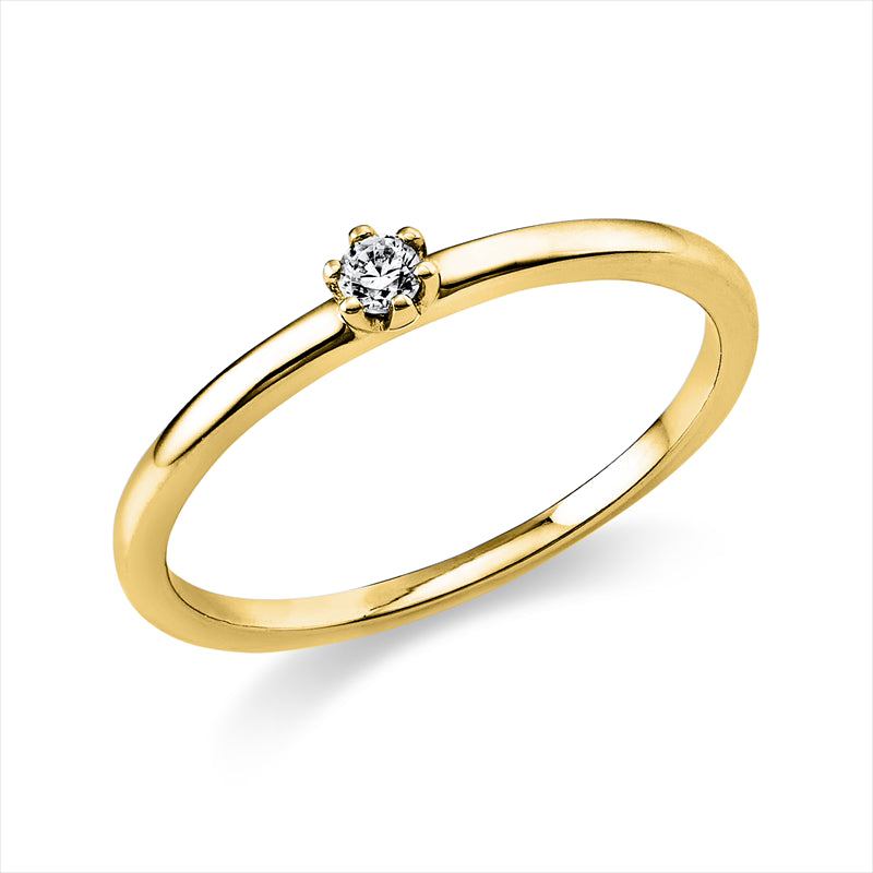 Ring - Solitaire aus Gold mit Diamanten - 1O320