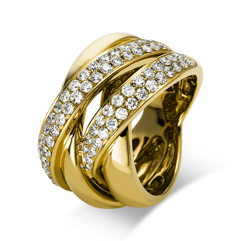Ring    aus 750/-18 Karat Gelbgold mit 77 Diamanten 1