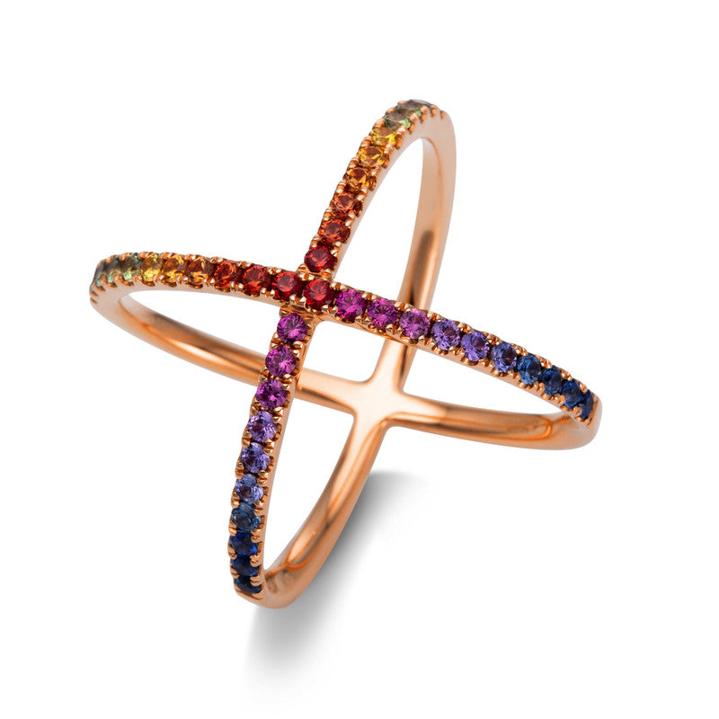 Ring mit Saphir  aus 750/-18 Karat Rotgold  