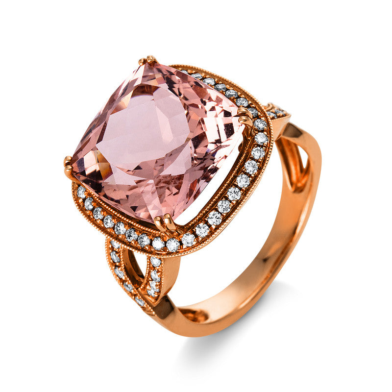 Ring mit Morganit  aus 750/-18 Karat Rotgold mit 54 Diamanten 0
