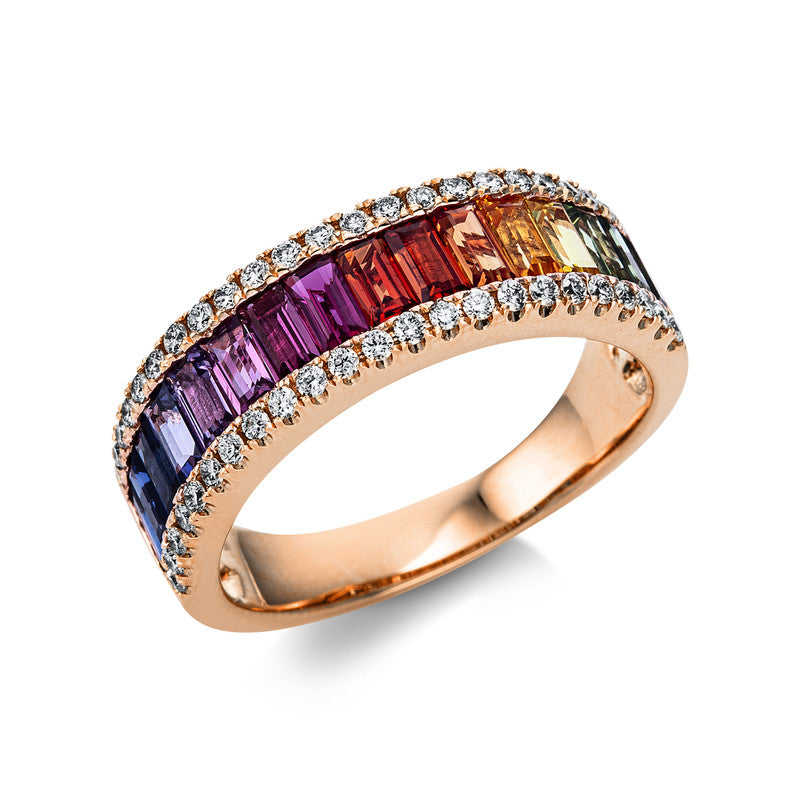 Ring mit Saphir  aus 750/-18 Karat Rotgold mit 46 Diamanten 0