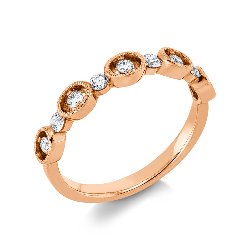 Ring    aus 750/-18 Karat Rotgold mit 9 Diamanten 0