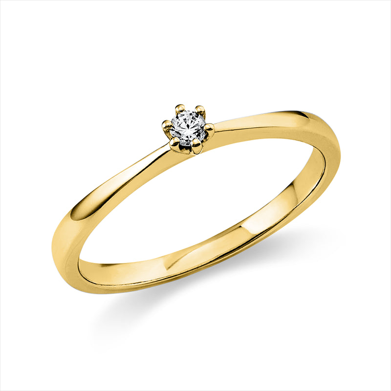 Ring    aus 585/-14 Karat Gelbgold mit 1 Diamant 0