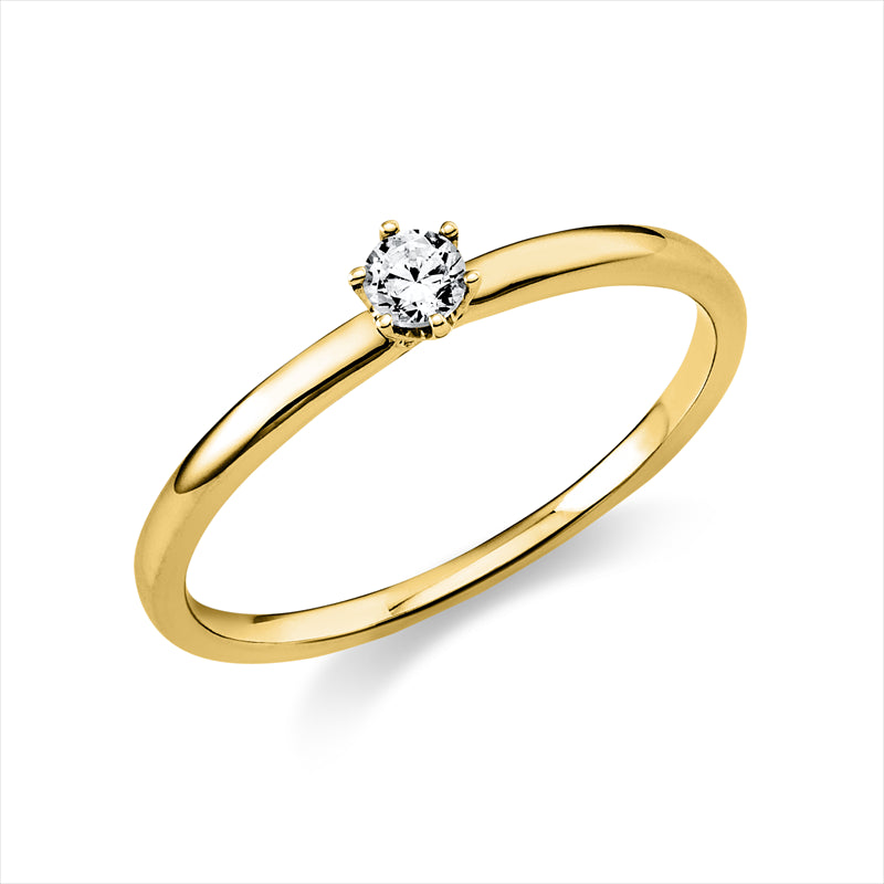 Ring    aus 585/-14 Karat Gelbgold mit 1 Diamant 0