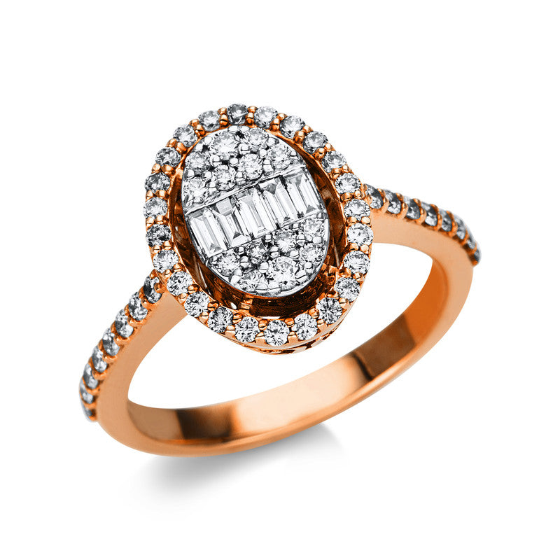 Ring    aus 585/-14 Karat Rotgold / Weißgold mit 59 Diamanten 0