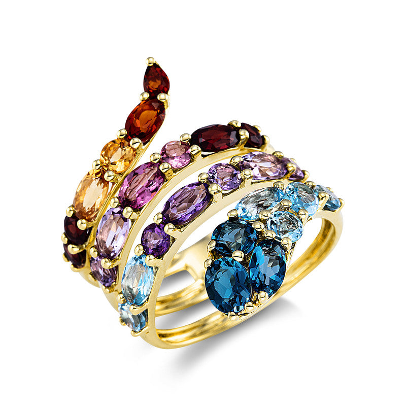 Ring mit Farbstein  aus 750/-18 Karat Gelbgold  