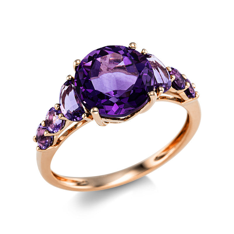 Ring mit Amethyst  aus 750/-18 Karat Rotgold  