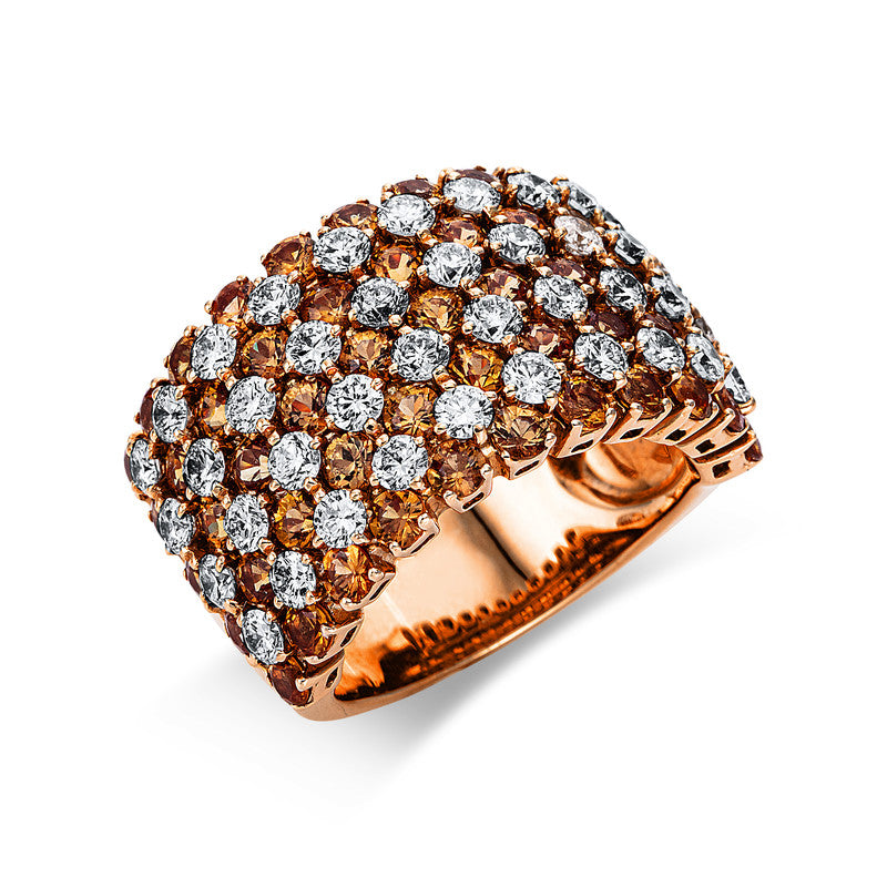 Ring mit Saphir  aus 750/-18 Karat Rotgold mit 40 Diamanten 2