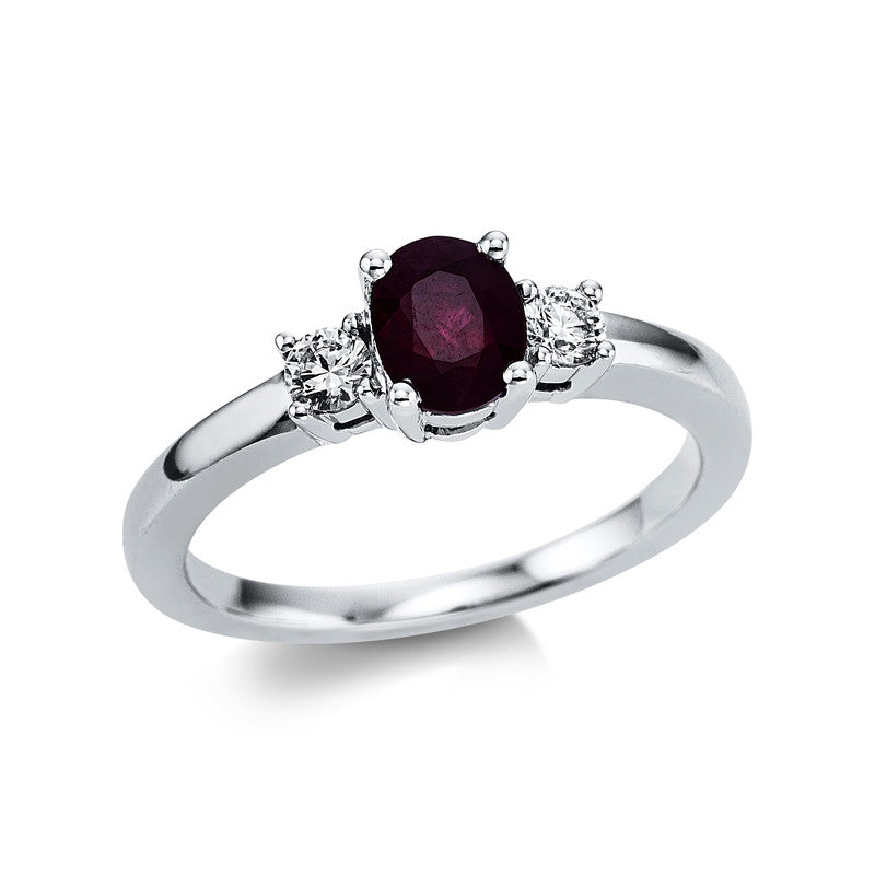 Ring mit Rubin  aus 750/-18 Karat Weißgold mit 2 Diamanten 0