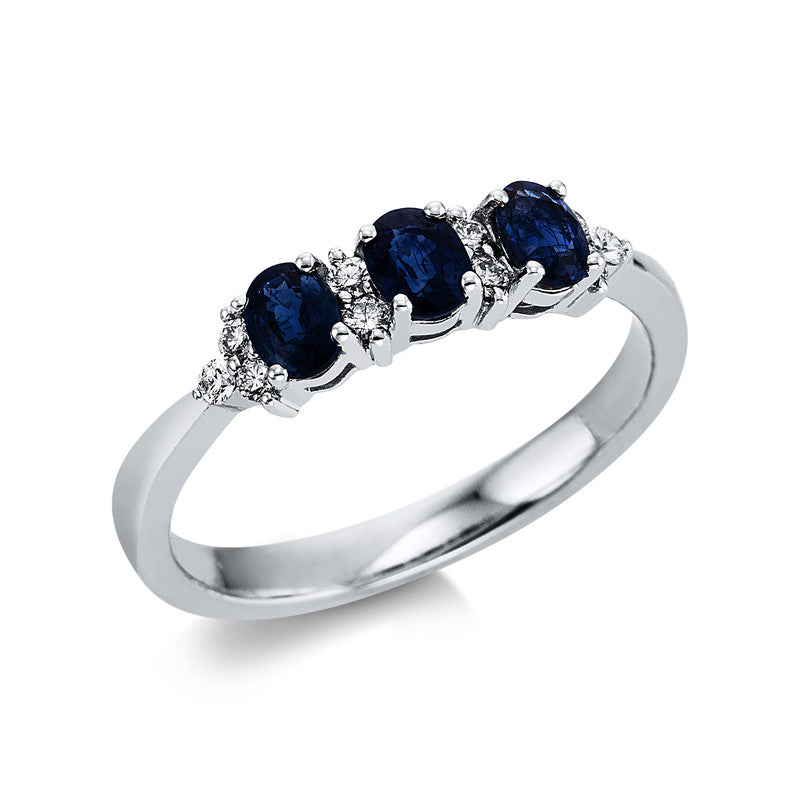 Ring mit Saphir  aus 750/-18 Karat Weißgold mit 10 Diamanten 0