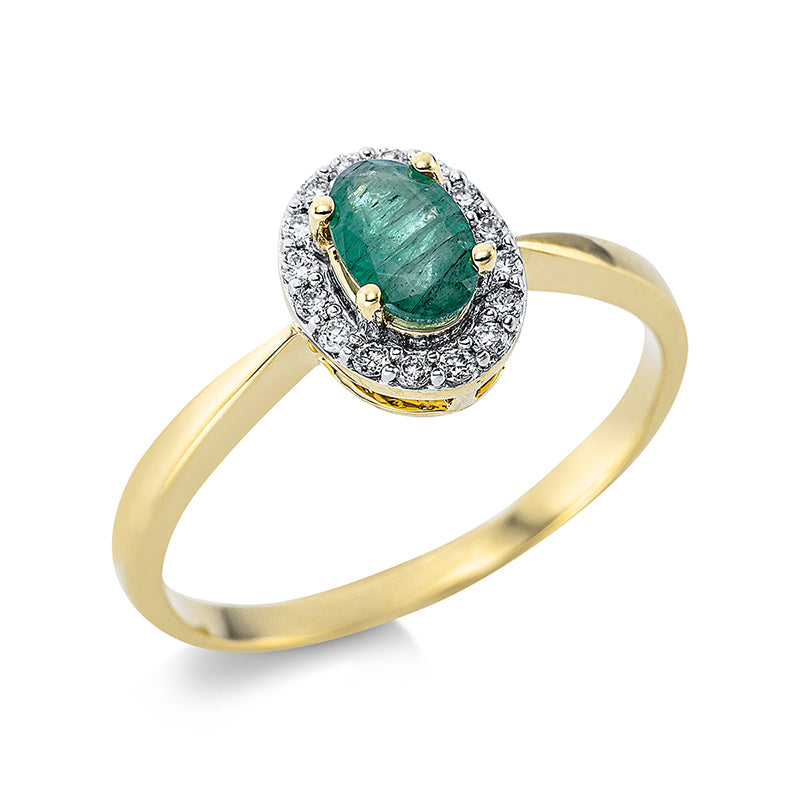 Ring aus Gold mit Diamanten mit Smaragd - 1W714