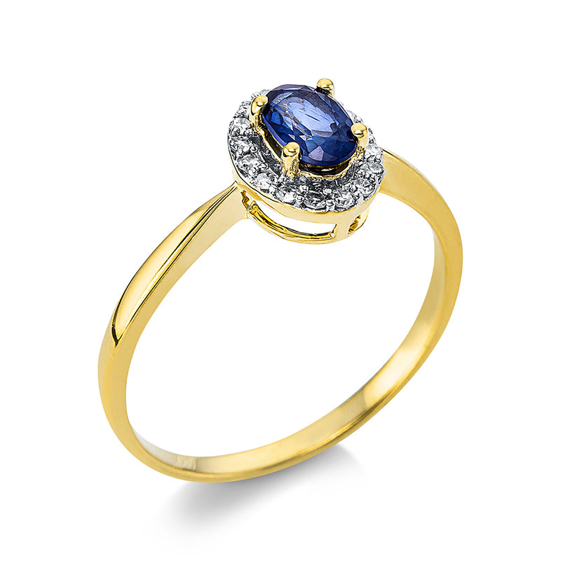Ring aus Gold mit Diamanten mit Saphir, -Symbol - 1W715