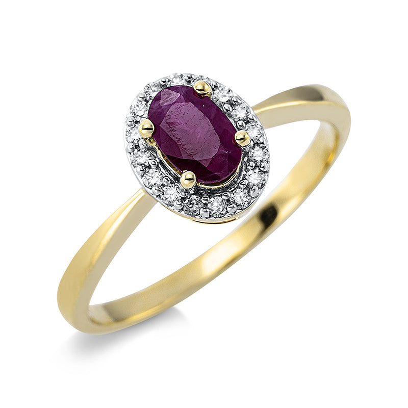 Ring aus Gold mit Diamanten mit Rubin - 1W716