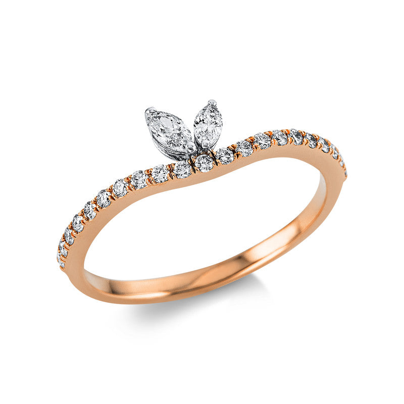 Ring    aus 750/-18 Karat Rotgold / Weißgold mit 23 Diamanten 0