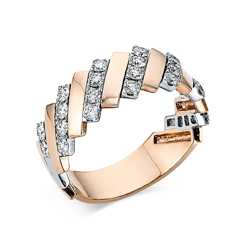 Ring    aus 750/-18 Karat Rotgold / Weißgold mit 24 Diamanten 0