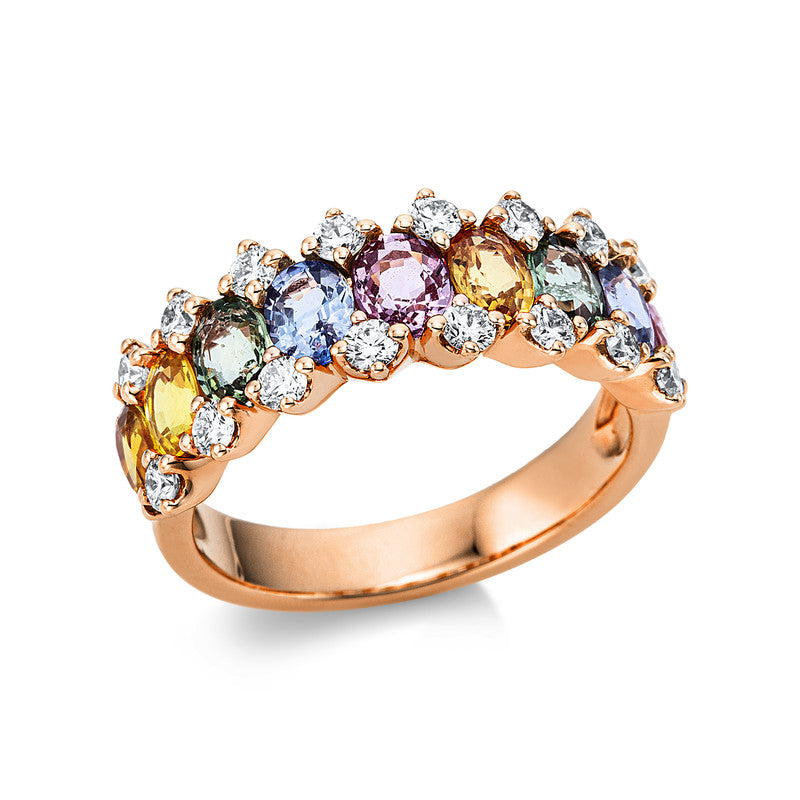 Ring mit Saphir  aus 750/-18 Karat Rotgold mit 16 Diamanten 0