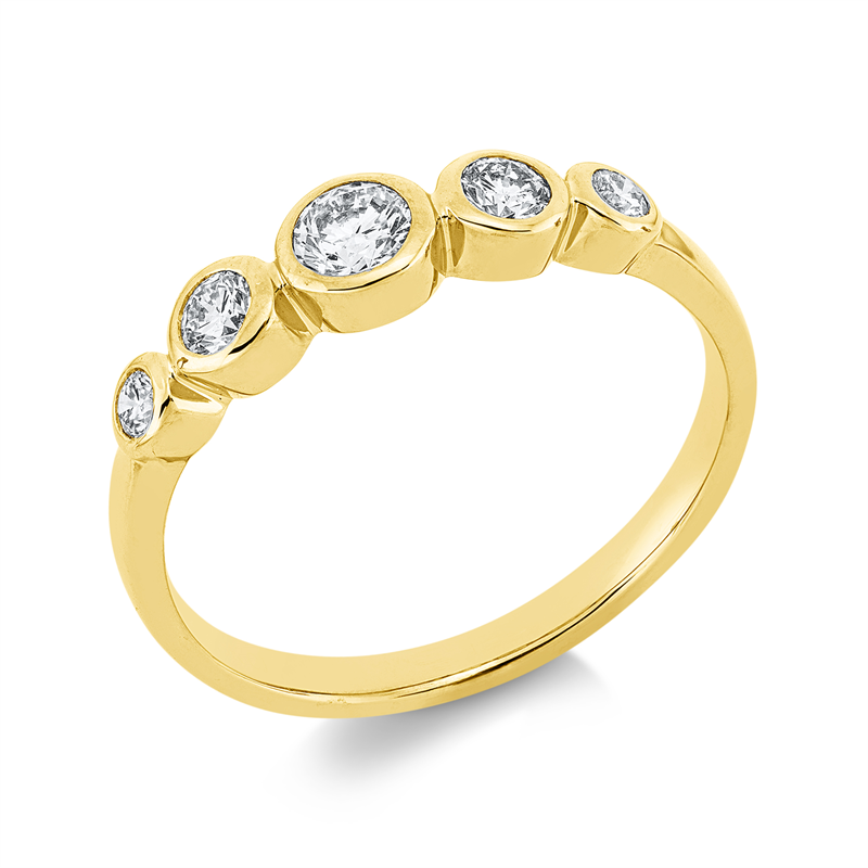 Ring    aus 750/-18 Karat Gelbgold mit 5 Diamanten 0