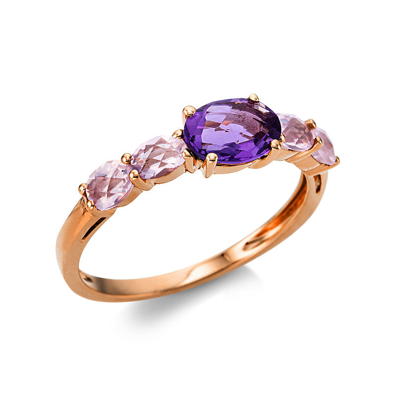 Ring mit Amethyst  aus 750/-18 Karat Rotgold  