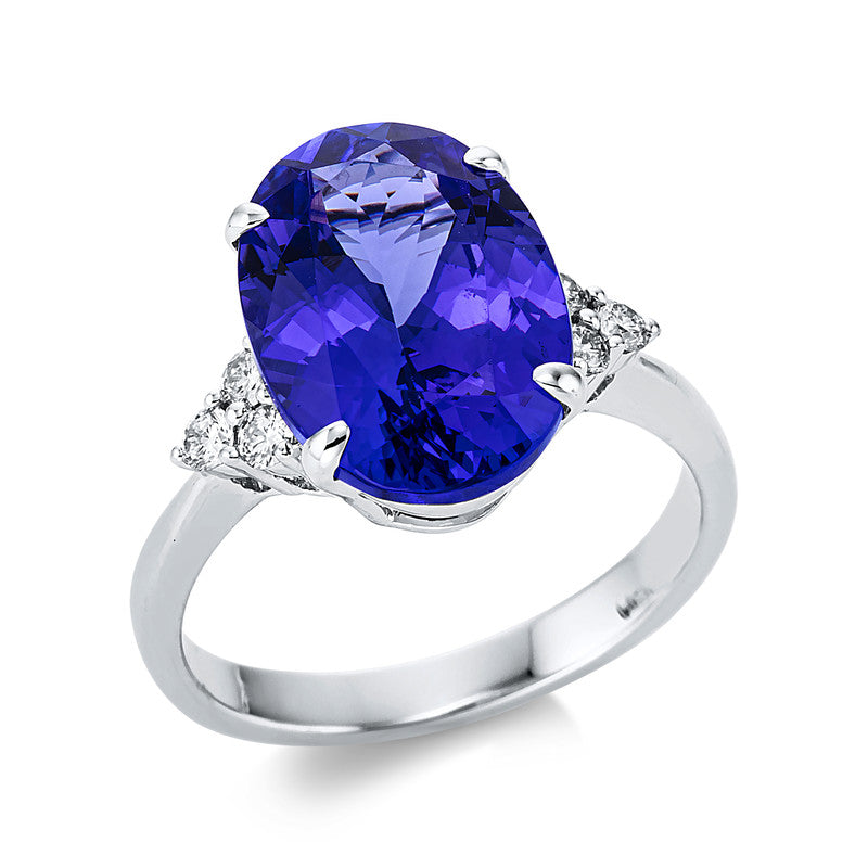 Ring mit Tansanit  aus 750/-18 Karat Weißgold mit 6 Diamanten 0