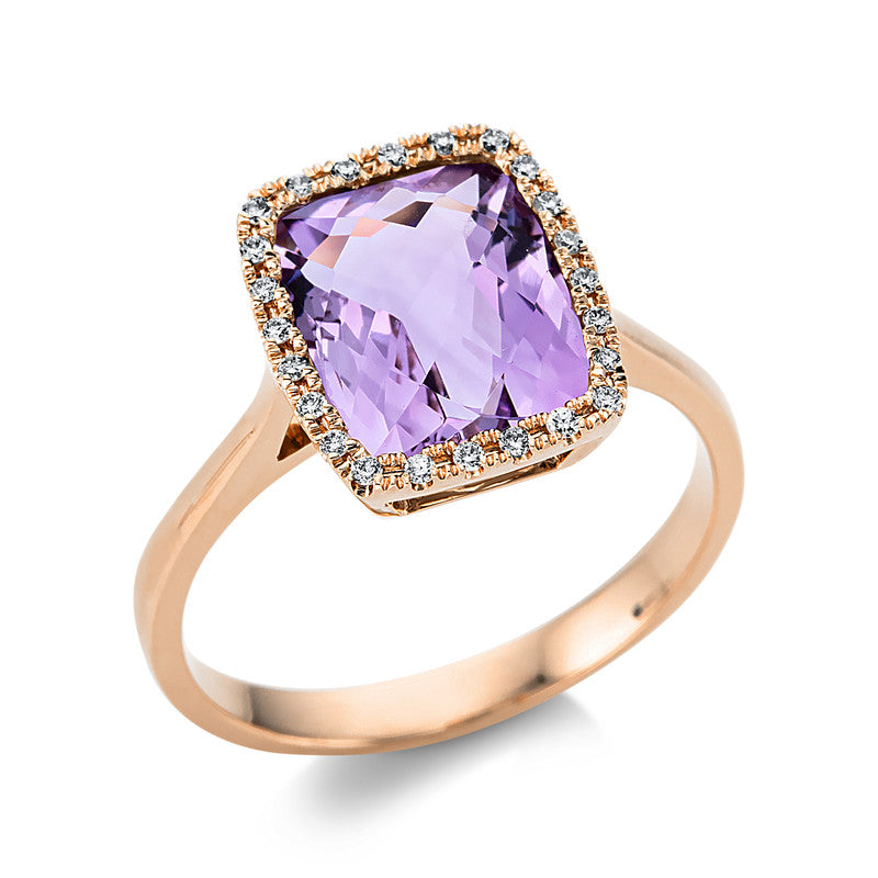 Ring mit Amethyst  aus 750/-18 Karat Rotgold mit 36 Diamanten 0