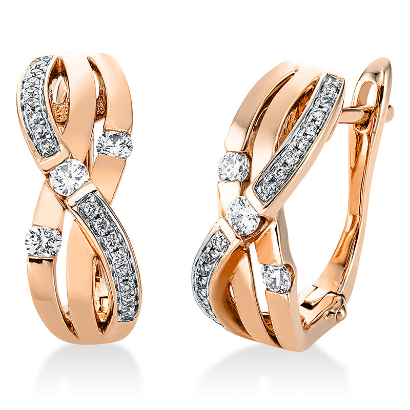 Creolen    aus 585/-14 Karat Rotgold mit 38 Diamanten 0