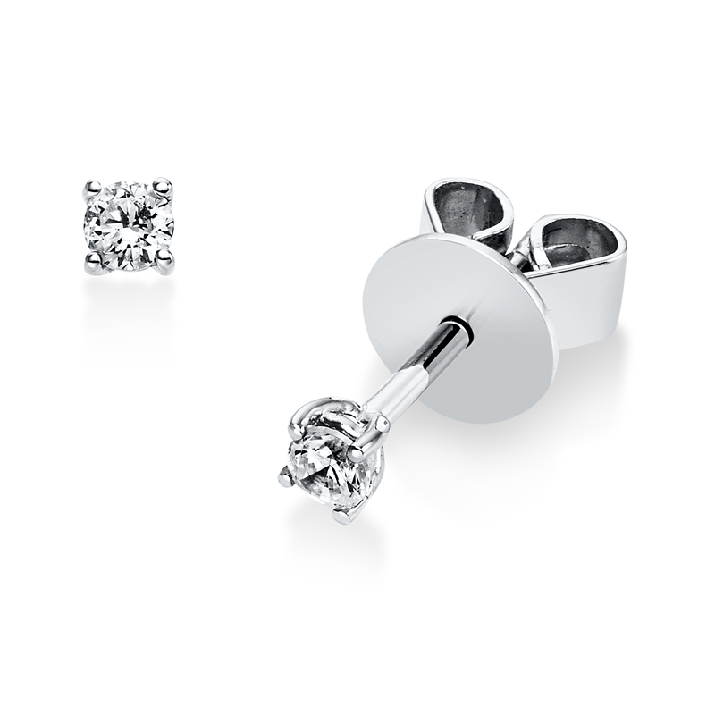 Ohrstecker    aus 585/-14 Karat Weißgold mit 2 Diamanten 0