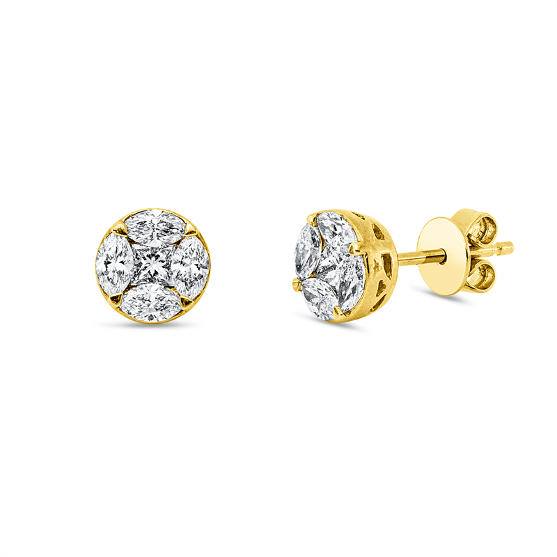 Ohrstecker    aus 750/-18 Karat Gelbgold mit 10 Diamanten 0