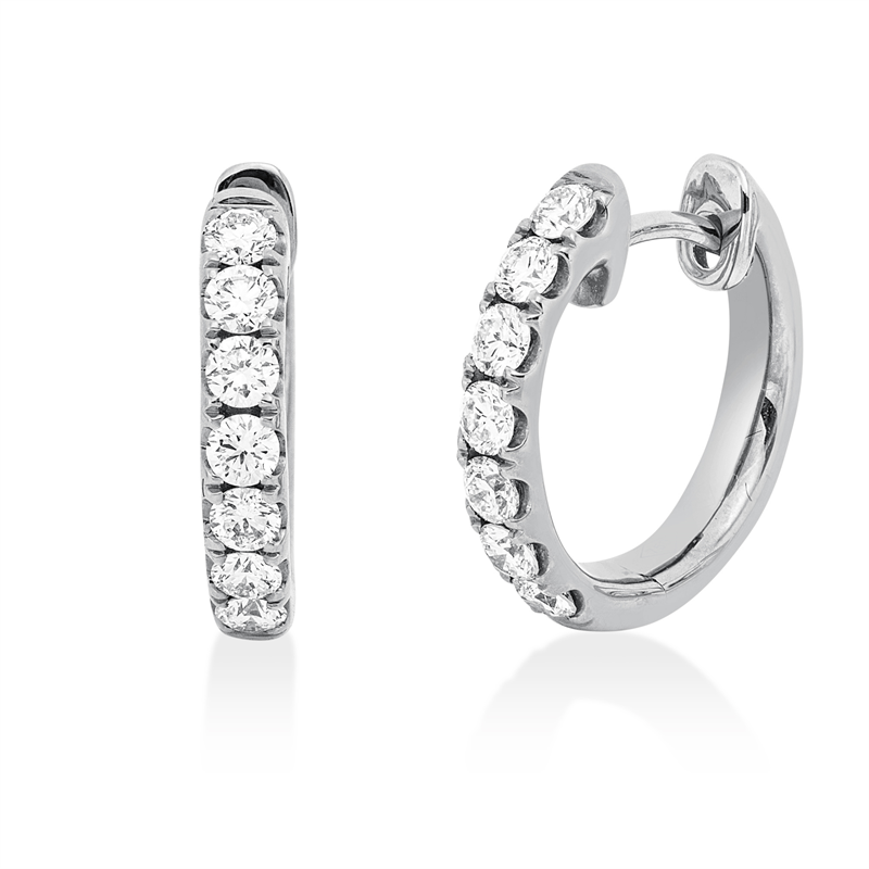 Creolen    aus 750/-18 Karat Weißgold mit 14 Diamanten 0