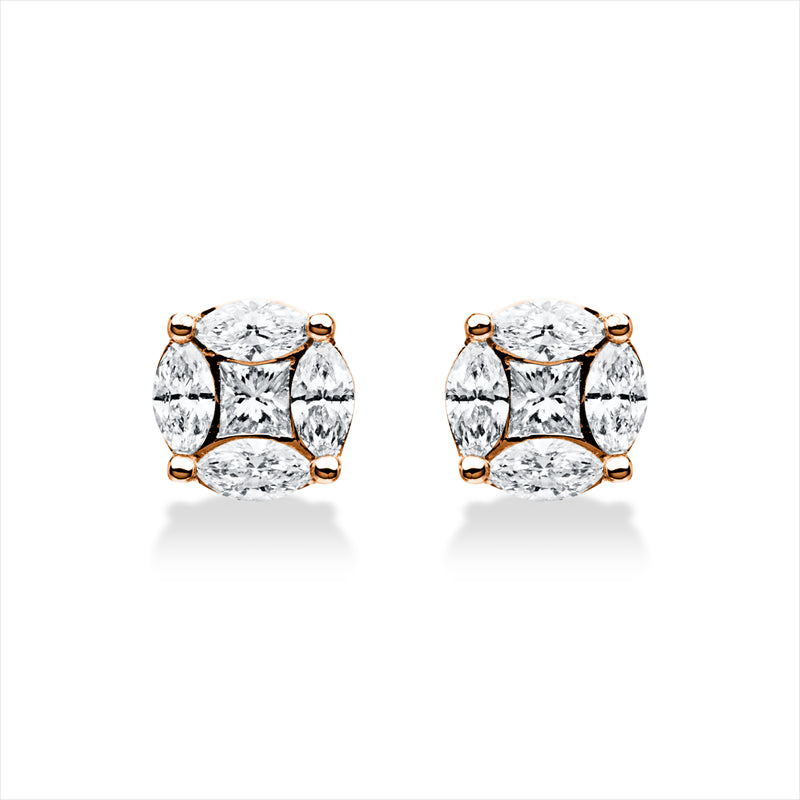 Ohrstecker    aus 750/-18 Karat Rotgold mit 10 Diamanten 1