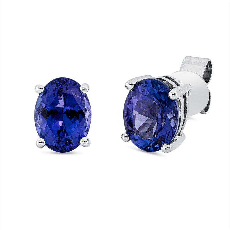 Ohrstecker mit Tansanit  aus 750/-18 Karat Weißgold  